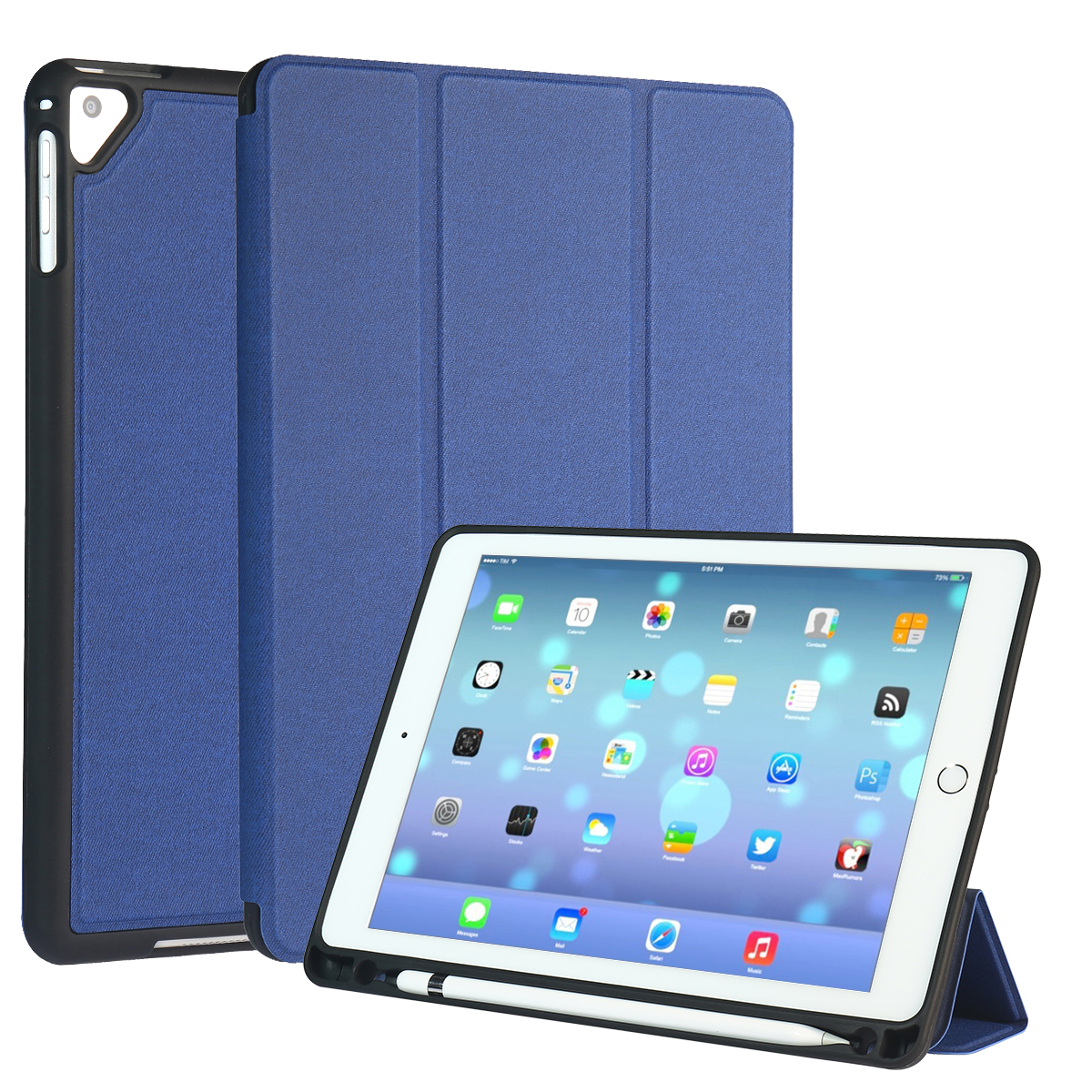 Best iPad Air/Air Case 2018/2017-Trifold Stand Smart Case with Pencil Holder,Soft TPU Back,Auto Wake/Sleep